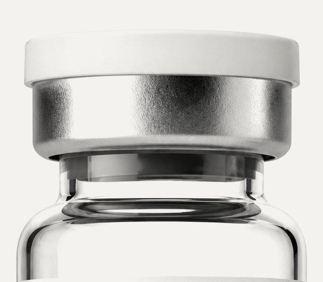 Tapa de aluminio y cuello de vidrio de un vial PEPTI2MEXICO